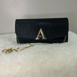 Elegant Black Clutch with Gold Chain